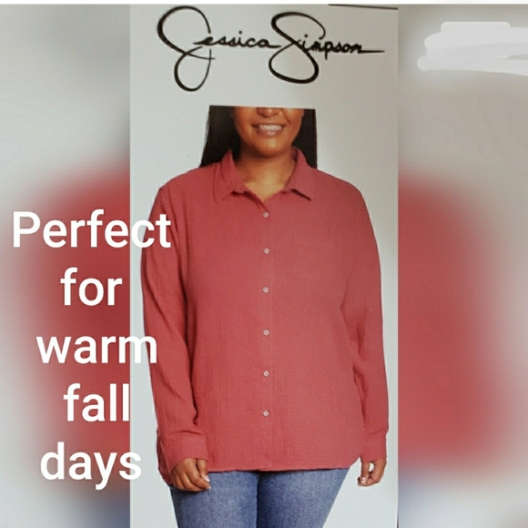 Jessica Simpson, XXL, NWT, 100%, lightweight cotton shirt, terra cotta color. - Picture 1 of 5